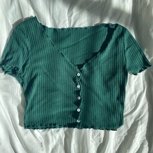 SHEIN Ribbed Forest Green Crop Top (M)
